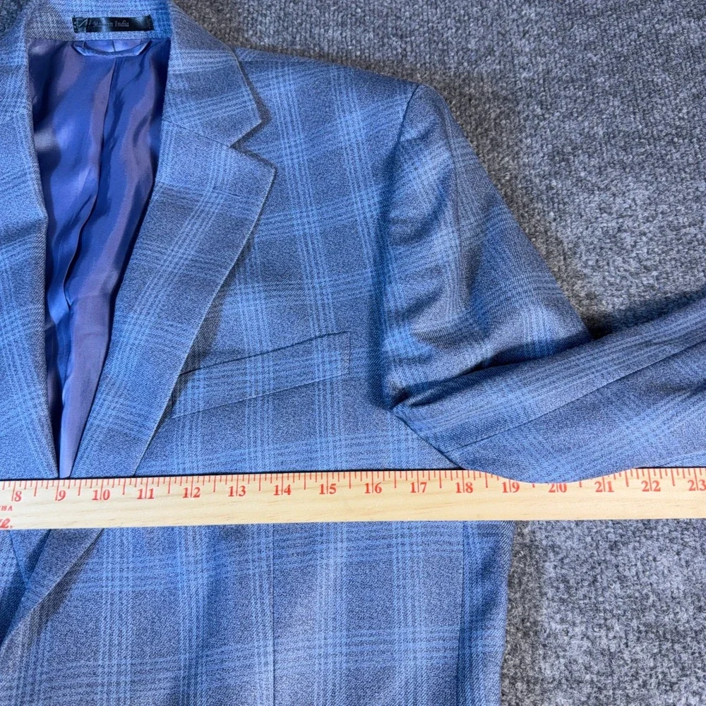 Lauren Ralph Lauren Mens 40L Blue Glen Plaid Silk Wool Blend Blazer Sport Coat